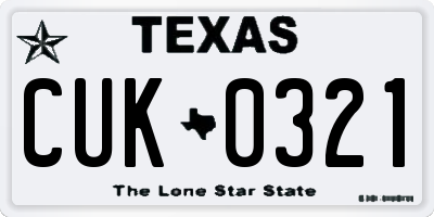 TX license plate CUK0321