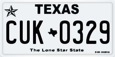 TX license plate CUK0329