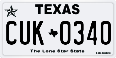 TX license plate CUK0340