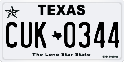 TX license plate CUK0344