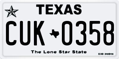 TX license plate CUK0358