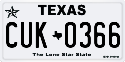 TX license plate CUK0366