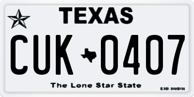 TX license plate CUK0407