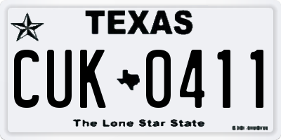 TX license plate CUK0411