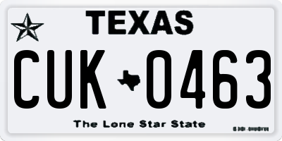 TX license plate CUK0463