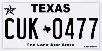 TX license plate CUK0477