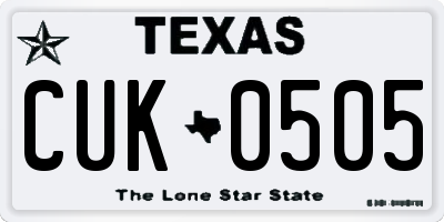TX license plate CUK0505