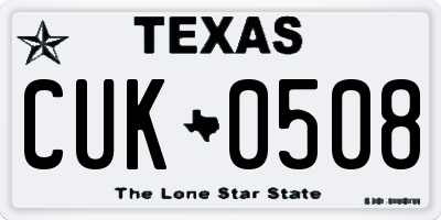 TX license plate CUK0508