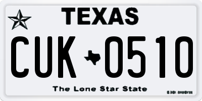 TX license plate CUK0510