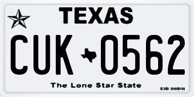 TX license plate CUK0562