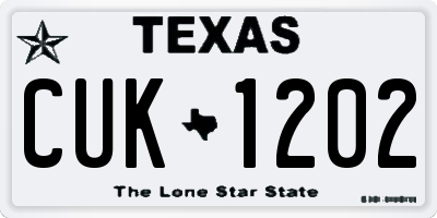 TX license plate CUK1202