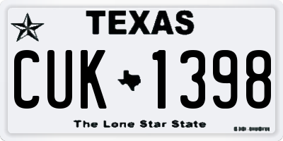 TX license plate CUK1398