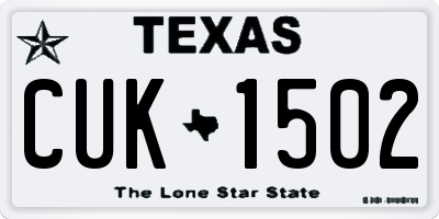 TX license plate CUK1502