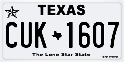 TX license plate CUK1607