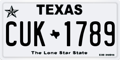 TX license plate CUK1789