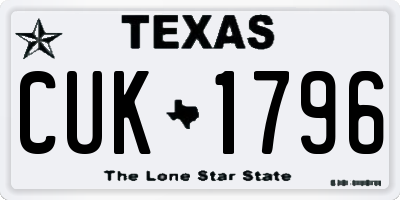 TX license plate CUK1796