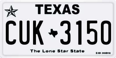 TX license plate CUK3150