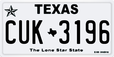 TX license plate CUK3196
