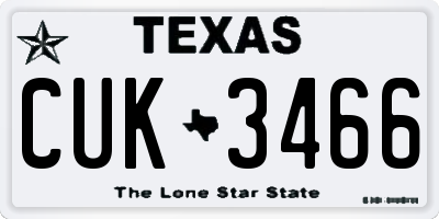 TX license plate CUK3466