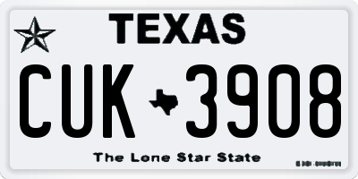 TX license plate CUK3908