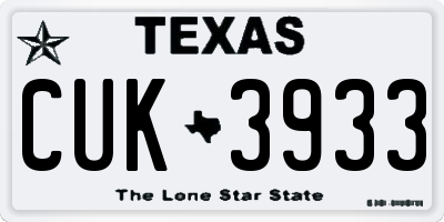 TX license plate CUK3933