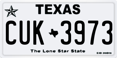 TX license plate CUK3973