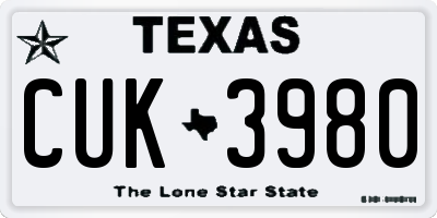 TX license plate CUK3980