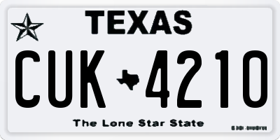 TX license plate CUK4210