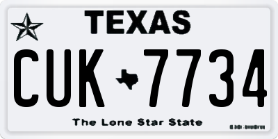 TX license plate CUK7734