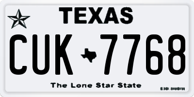 TX license plate CUK7768