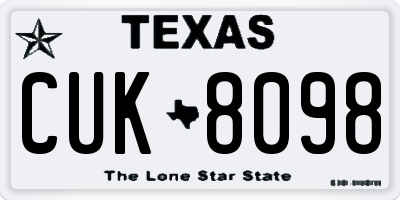 TX license plate CUK8098