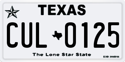 TX license plate CUL0125