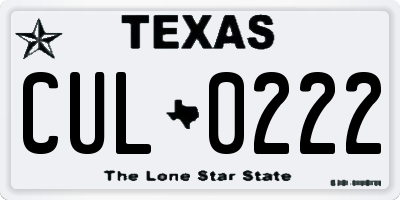 TX license plate CUL0222