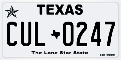 TX license plate CUL0247