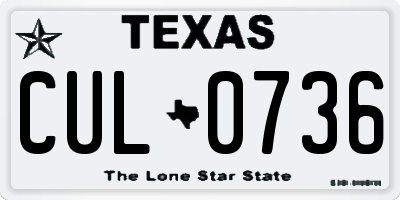 TX license plate CUL0736