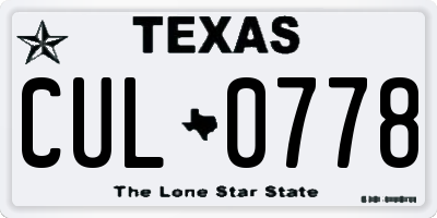 TX license plate CUL0778