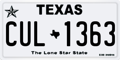 TX license plate CUL1363
