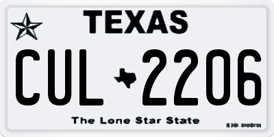 TX license plate CUL2206