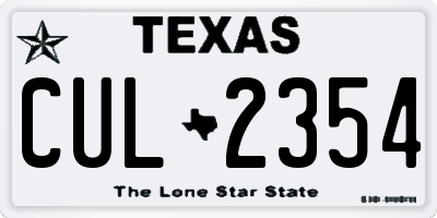 TX license plate CUL2354