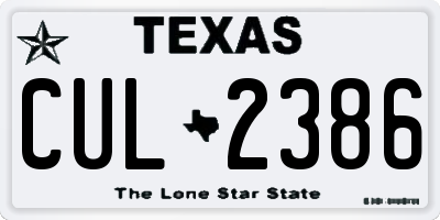 TX license plate CUL2386