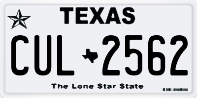 TX license plate CUL2562