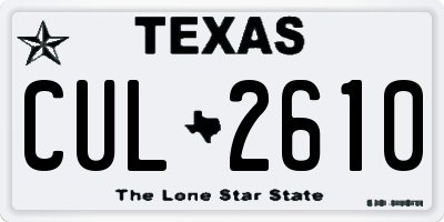TX license plate CUL2610