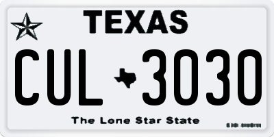 TX license plate CUL3030