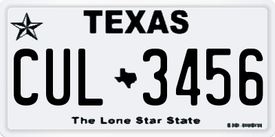 TX license plate CUL3456