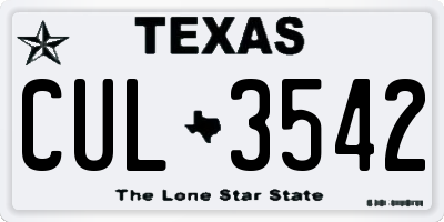 TX license plate CUL3542