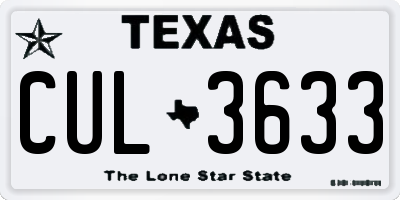 TX license plate CUL3633