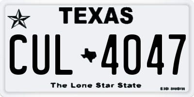 TX license plate CUL4047