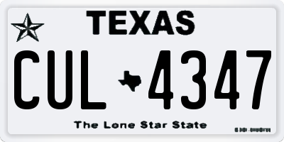 TX license plate CUL4347