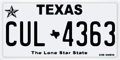 TX license plate CUL4363