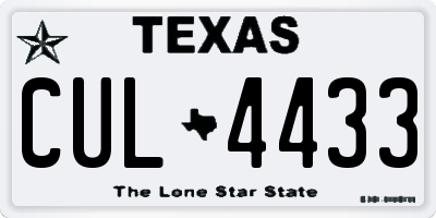 TX license plate CUL4433